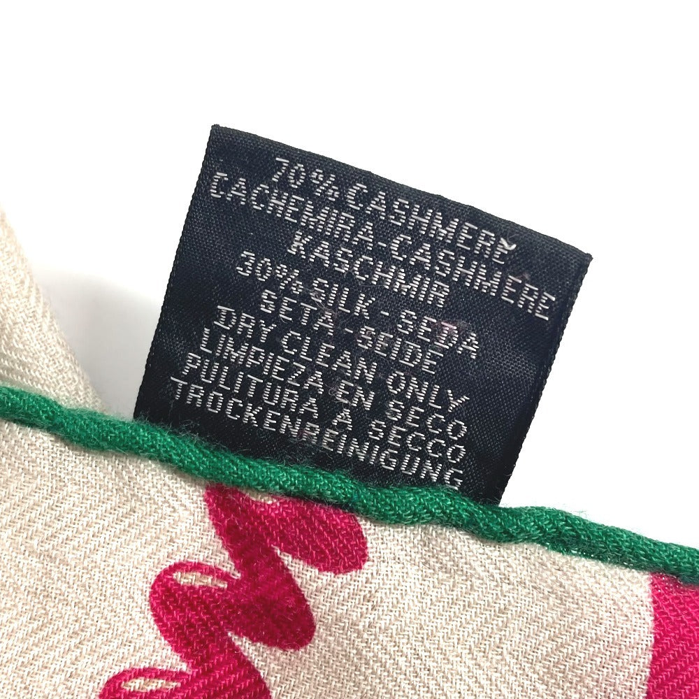 HERMES Fringe LAST NIGHT DJ Shawl Scarf Muffler Stole Silk Unisex Beige