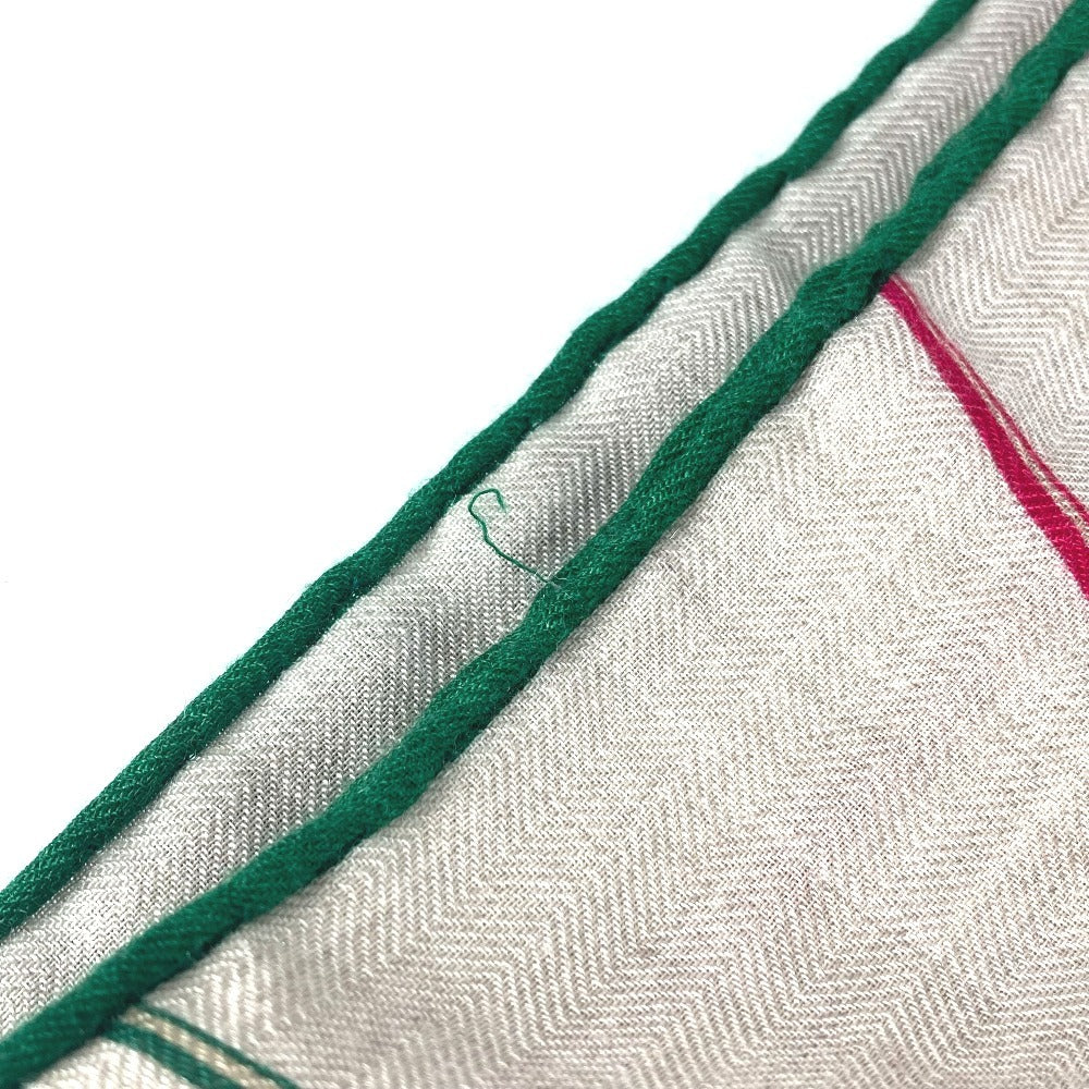 HERMES Fringe LAST NIGHT DJ Shawl Scarf Muffler Stole Silk Unisex Beige