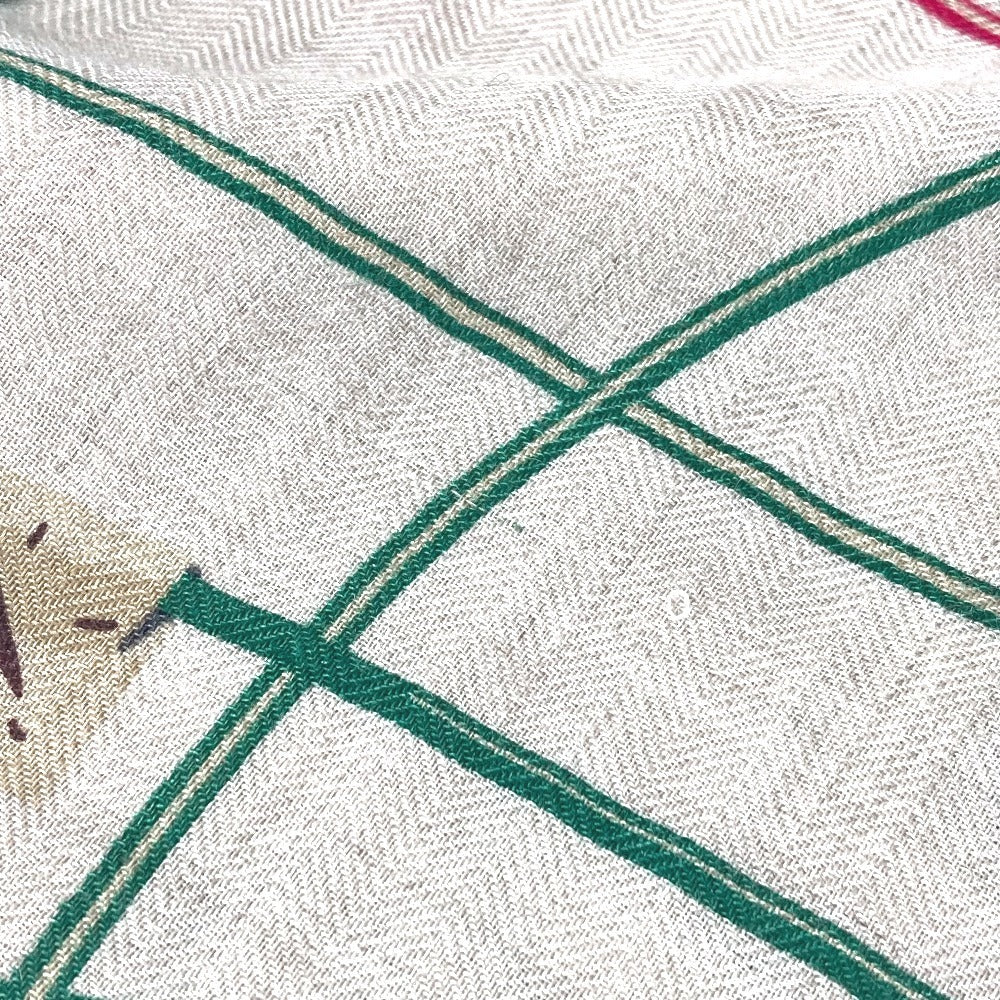 HERMES Fringe LAST NIGHT DJ Shawl Scarf Muffler Stole Silk Unisex Beige