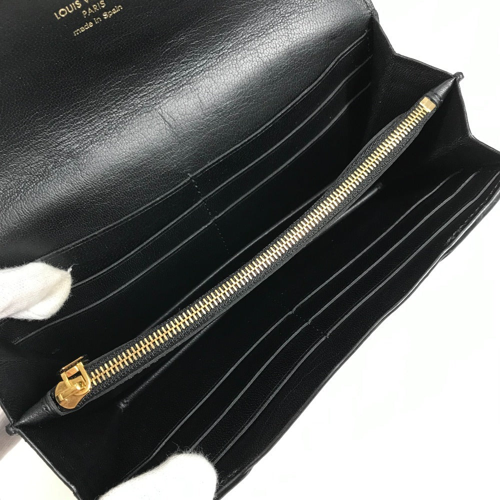 Louis Vuitton Long Wallet Bifold Flap Long Wallet Calf Leather Unisex Hitam