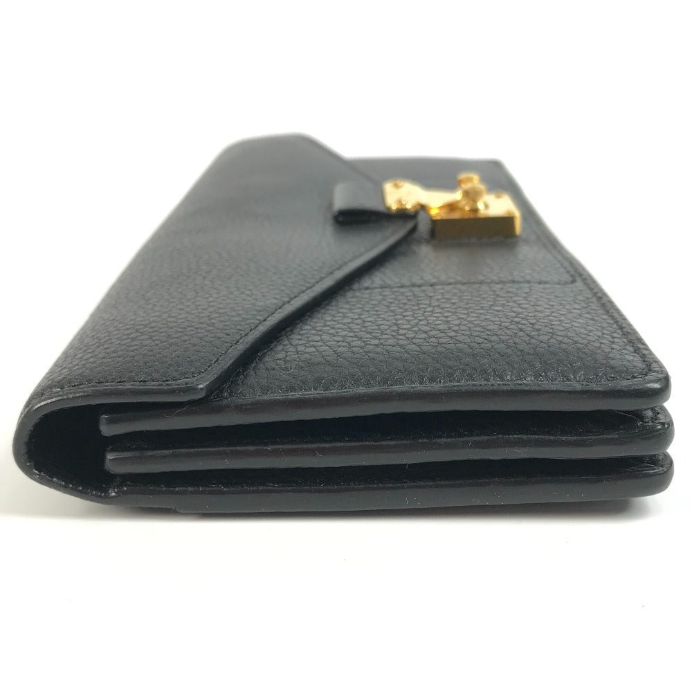 Louis Vuitton Long Wallet Bifold Flap Long Wallet Calf Leather Unisex Hitam