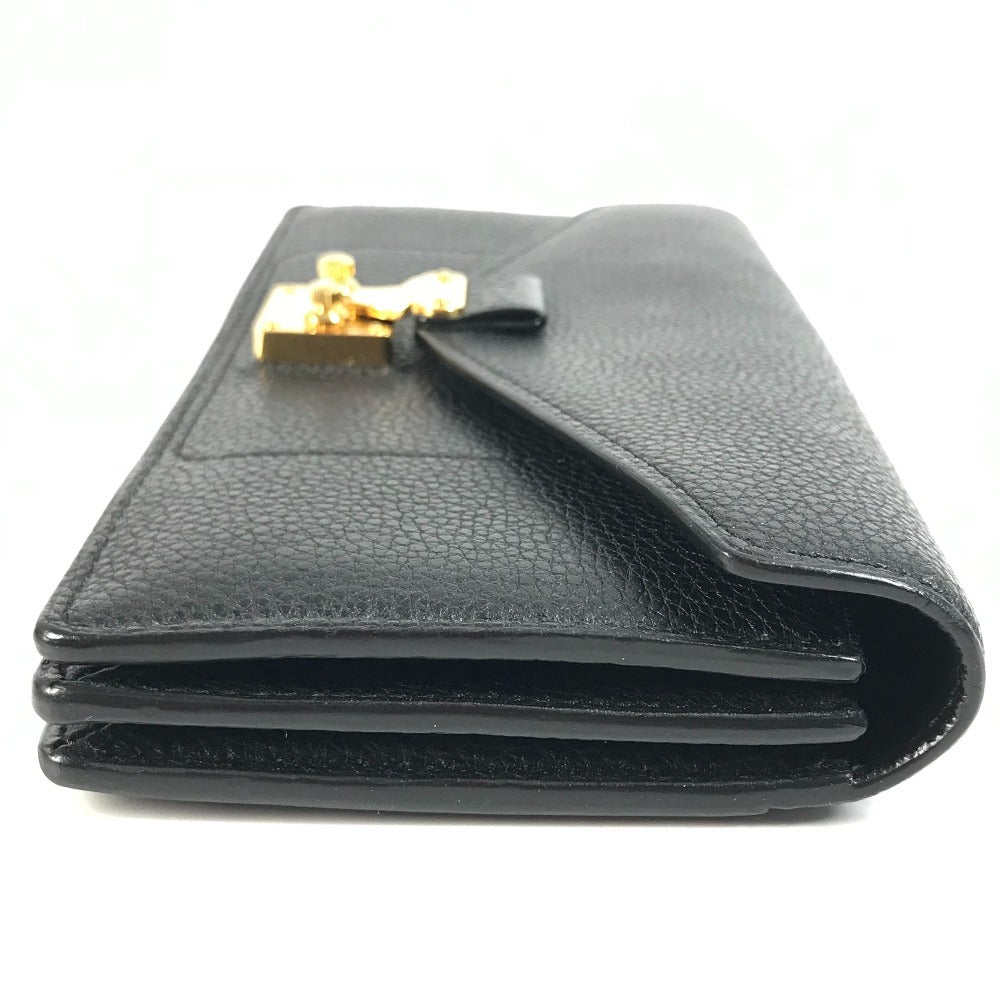 Louis Vuitton Long Wallet Bifold Flap Long Wallet Calf Leather Unisex Hitam