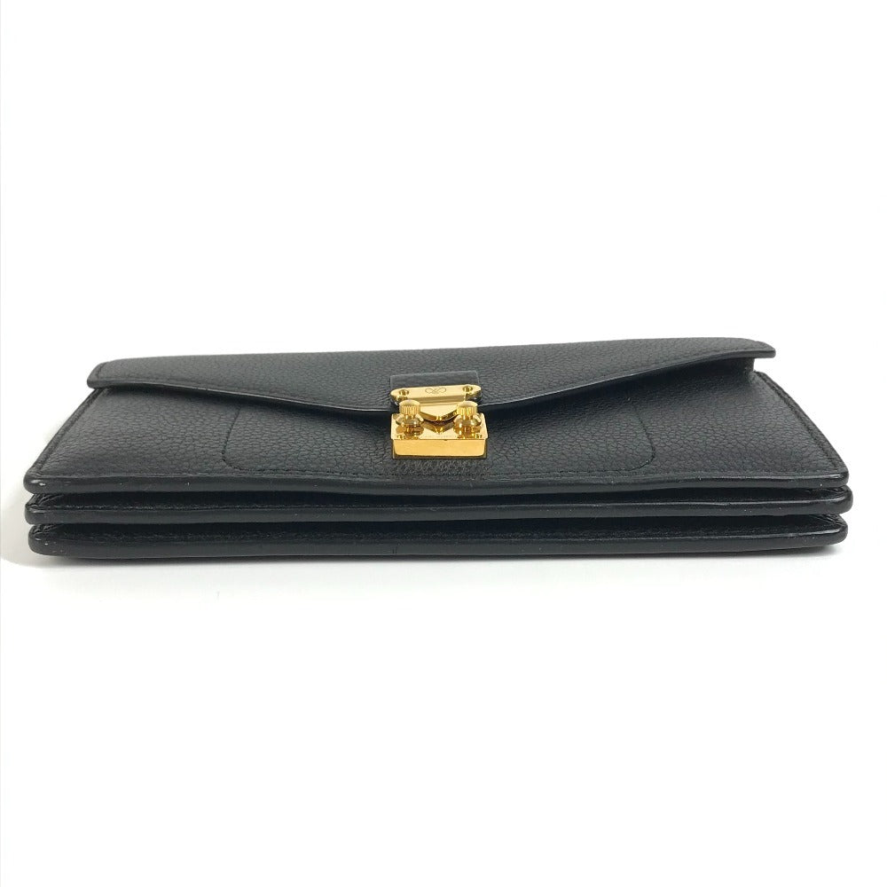 Louis Vuitton Long Wallet Bifold Flap Long Wallet Calf Leather Unisex Hitam