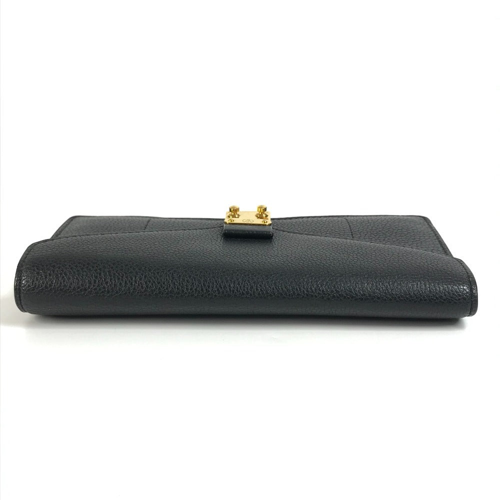 Louis Vuitton Long Wallet Bifold Flap Long Wallet Calf Leather Unisex Hitam