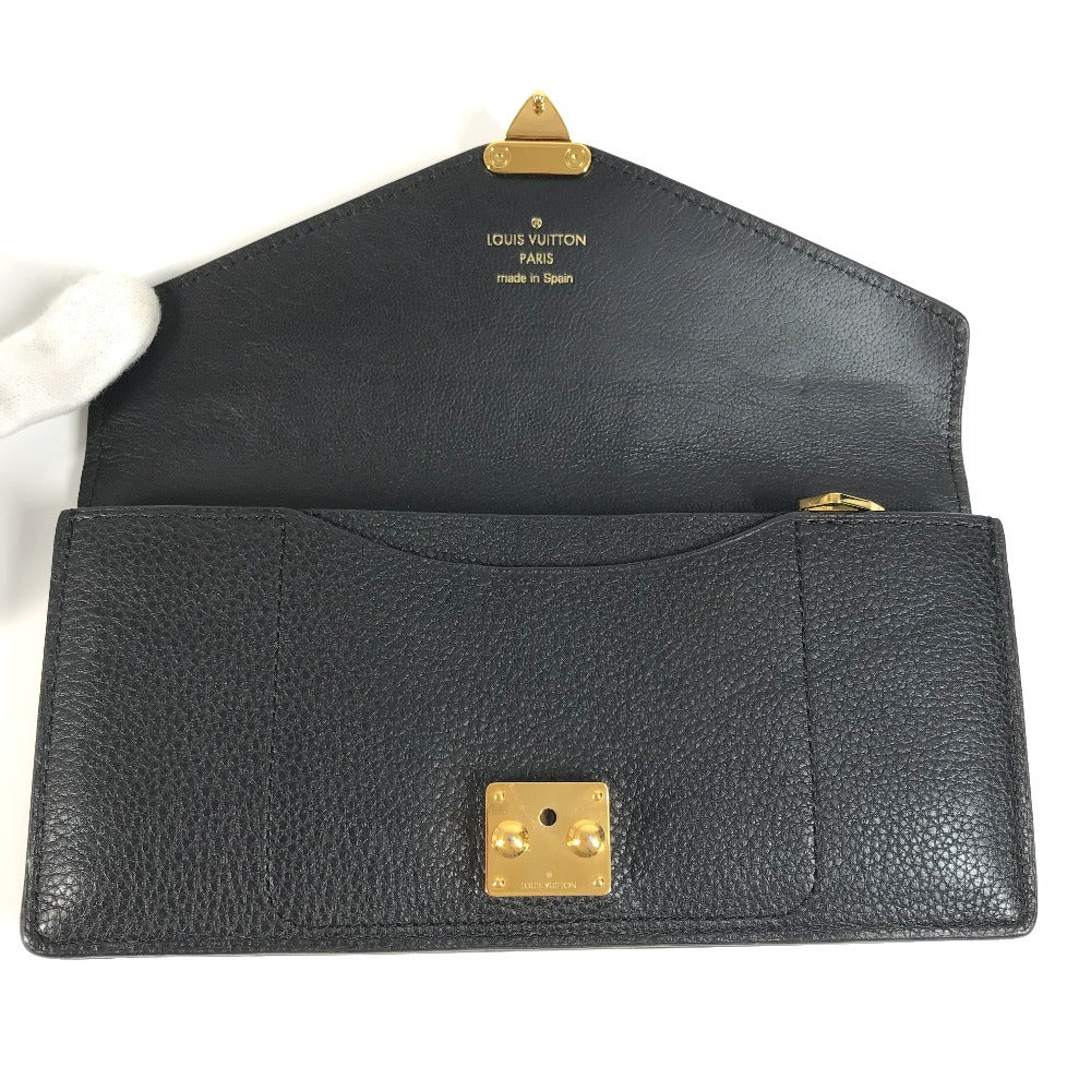 Louis Vuitton Long Wallet Bifold Flap Long Wallet Calf Leather Unisex Hitam