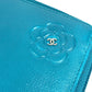 Chanel Camellia CC Coco Mark Round Zipper Long Wallet Leather Leather Women Blue