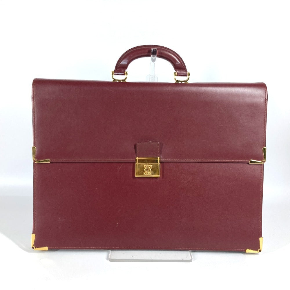 CARTIER Vintage Logo Tote Bag Bag Handbag Document Bag Business Bag Leather Men's Bordeaux