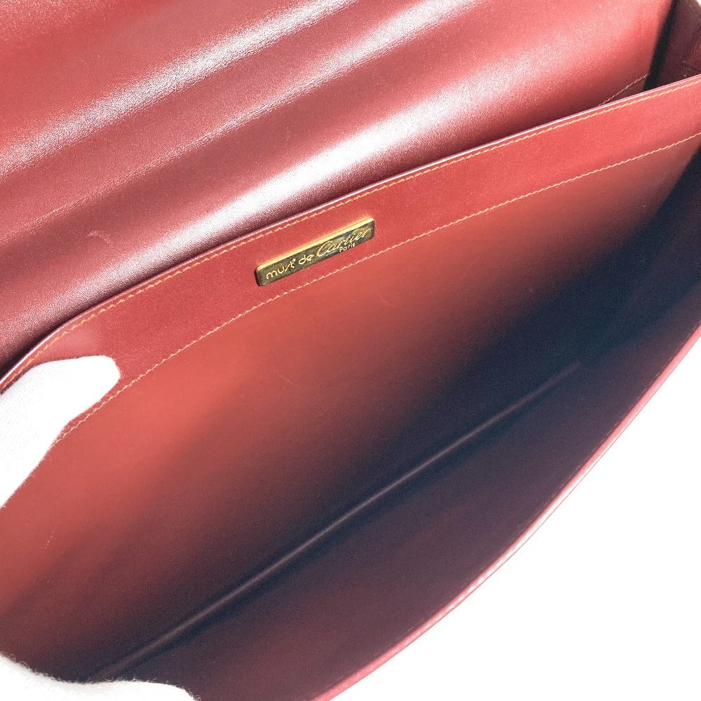 CARTIER Vintage Logo Tote Bag Bag Handbag Document Bag Business Bag Leather Men's Bordeaux