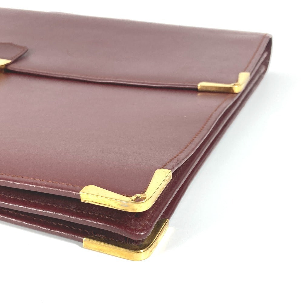 CARTIER Vintage Logo Tote Bag Bag Handbag Document Bag Business Bag Leather Men's Bordeaux