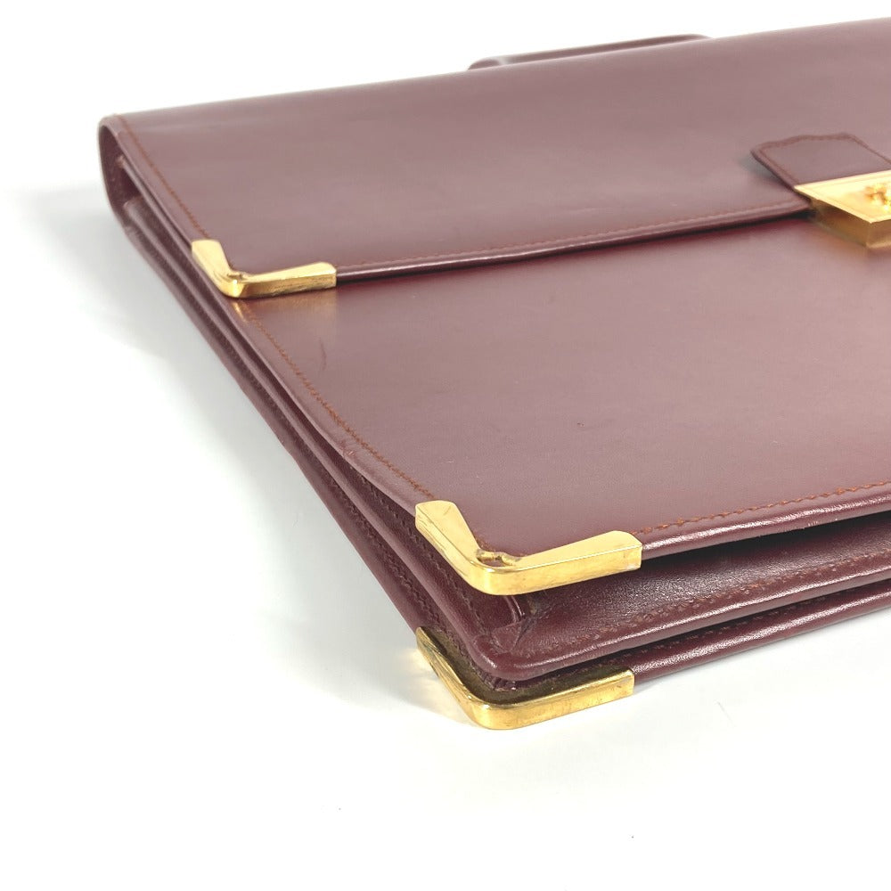 CARTIER Vintage Logo Tote Bag Bag Handbag Document Bag Business Bag Leather Men's Bordeaux