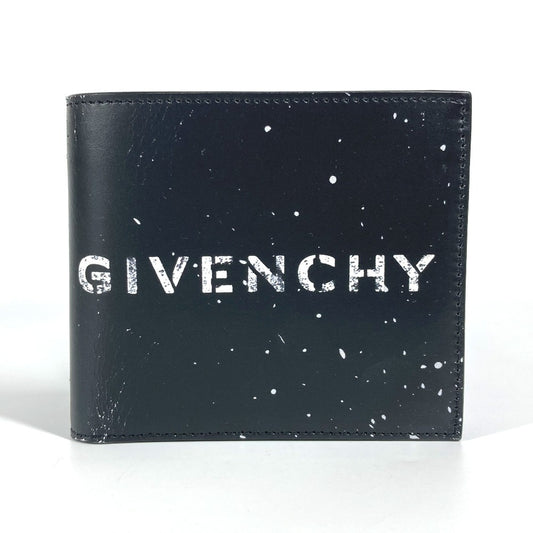 Logo Givenchy Billfold Compact Wallet Bifold Wallet Leather Unisex Black