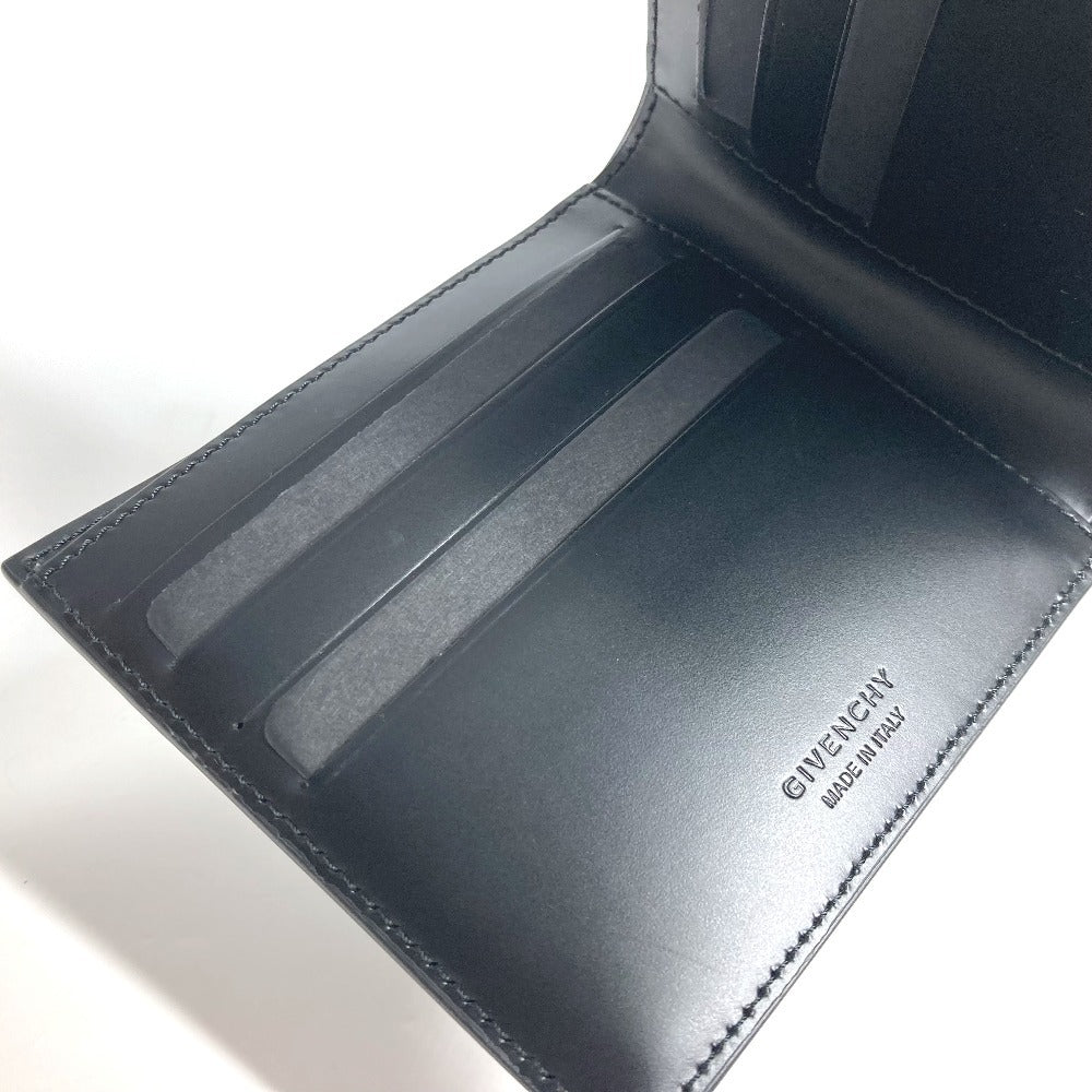GIVENCHY Logo Billfold Compact Wallet Bifold Wallet Leather Unisex Black