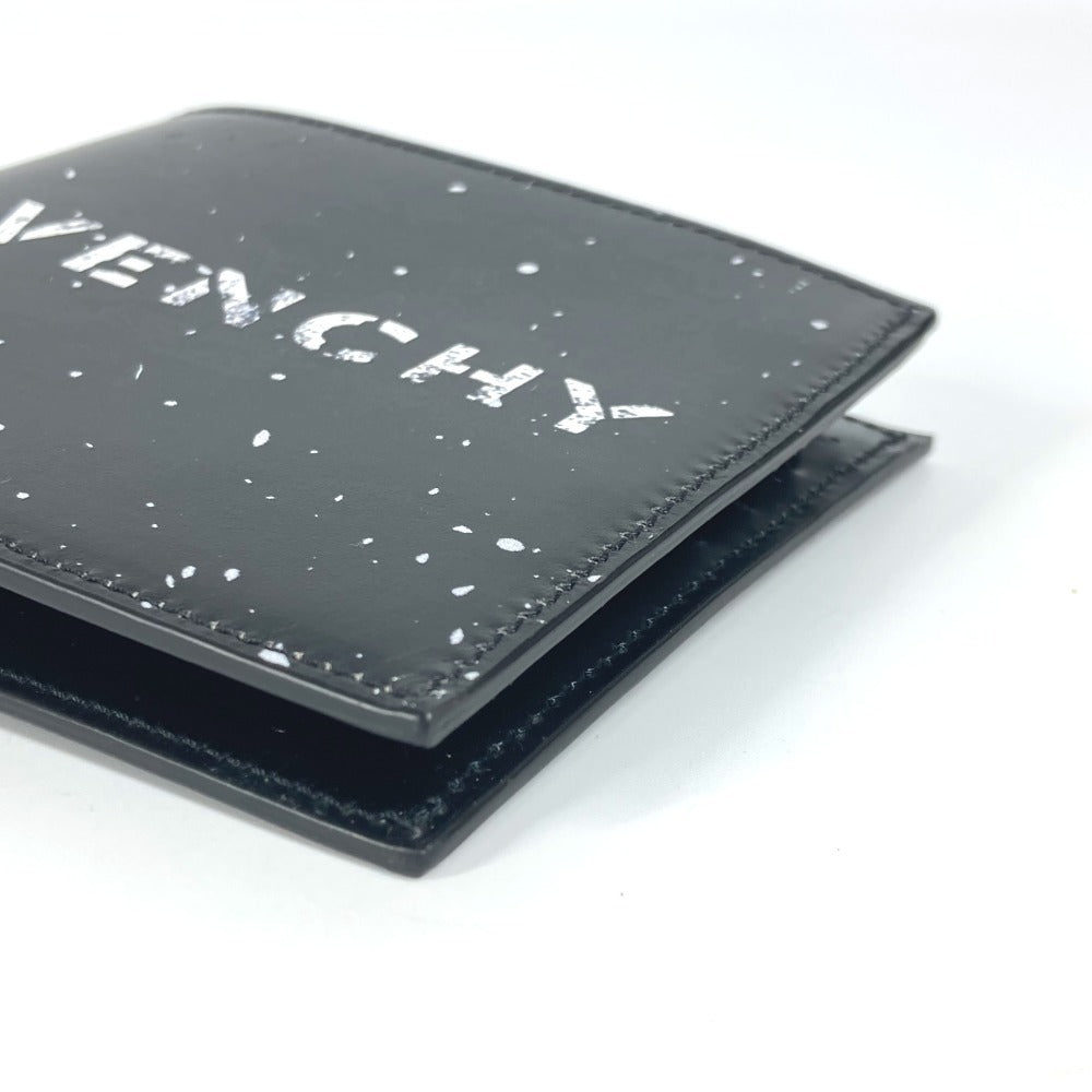 GIVENCHY Logo Billfold Compact Wallet Bifold Wallet Leather Unisex Black