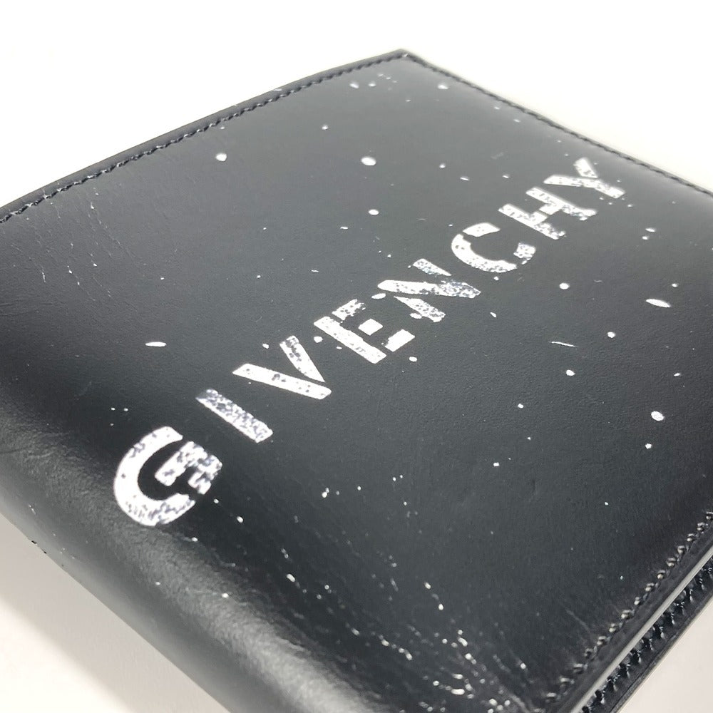 GIVENCHY Logo Billfold Compact Wallet Bifold Wallet Leather Unisex Black