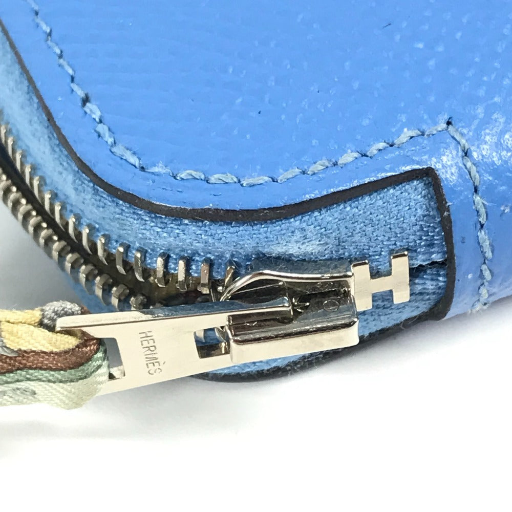 HERMES Azap Long Silk-in Long Wallet Round Zipper Long Wallet Epson Unisex Blue Paradise Blue