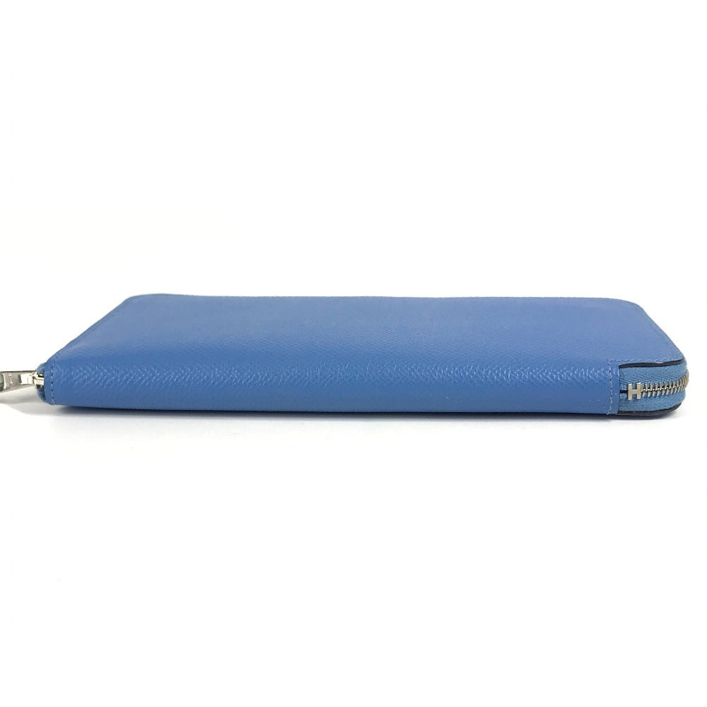 HERMES Azap Long Silk-in Long Wallet Round Zipper Long Wallet Epson Unisex Blue Paradise Blue