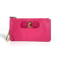 Salvatore Ferragamo Rose Ribbon with Key Ring Coin Purse Wallet Coin Case Leather Women's Pink