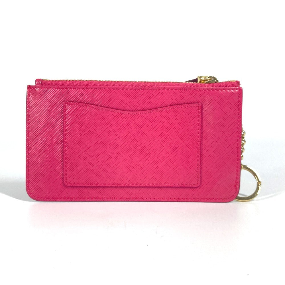 Salvatore Ferragamo Rose Ribbon with Key Ring Coin Purse Wallet Coin Case Leather Women's Pink