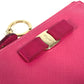 Salvatore Ferragamo Rose Ribbon with Key Ring Coin Purse Wallet Coin Case Leather Women's Pink