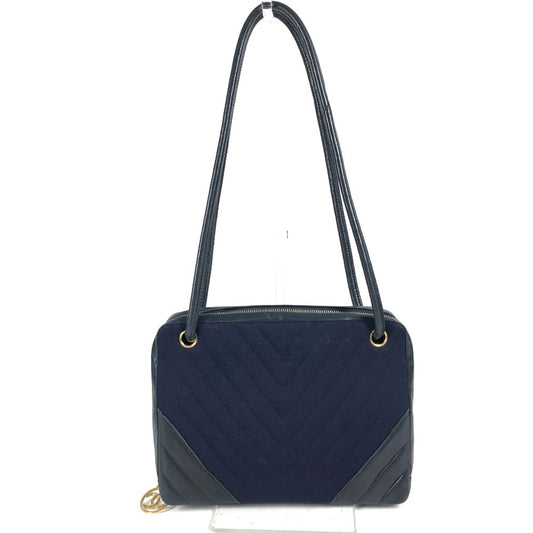 CHANEL Vintage Quilted Shoulder Bag Shoulder Bag Jersey Women's Navy