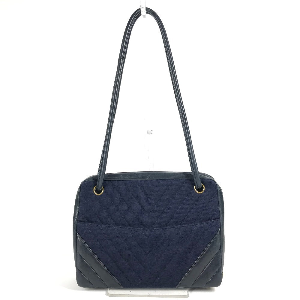 CHANEL Vintage Quilted Shoulder Bag Shoulder Bag Jersey Women's Navy