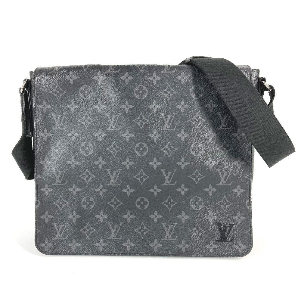 LOUIS VUITTON M46255 Monogram Eclipse District PM NV3 Bag Crossbody Flap Shoulder Bag Monogram Eclipse Canvas Unisex Black