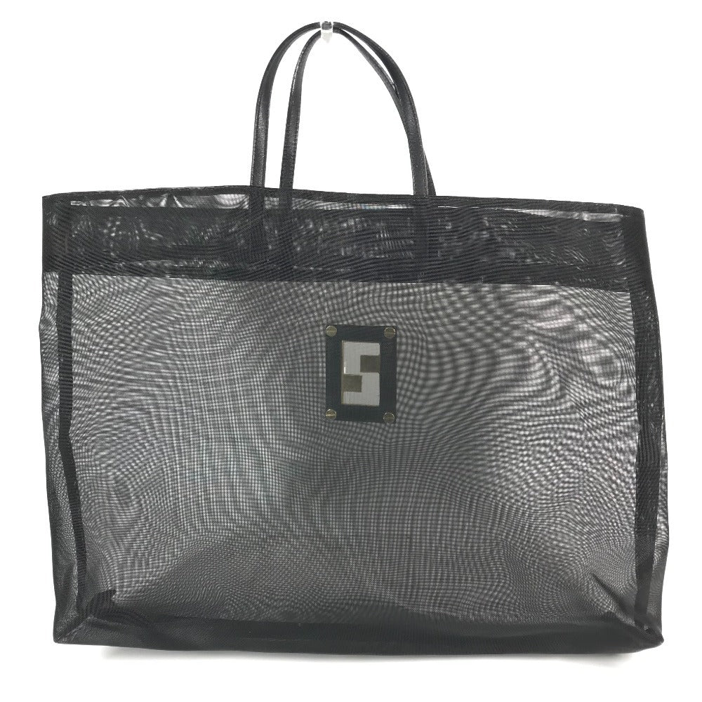 FENDI FF Logo Mesh Big Bag Bag Tote Bag Beach Bag Handbag Nylon Mesh Women's Black