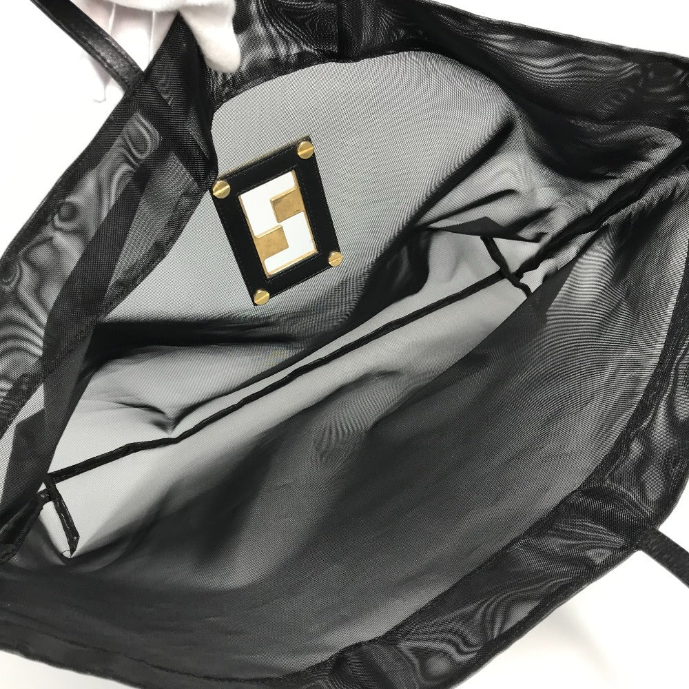 FENDI FF Logo Mesh Big Bag Bag Tote Bag Beach Bag Handbag Nylon Mesh Women's Black