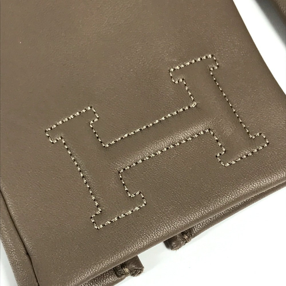 Hermes H202053G H Logo Sarung tangan "Bastille" Aksesori Sarung tangan Kulit Wanita Etoupe Grey