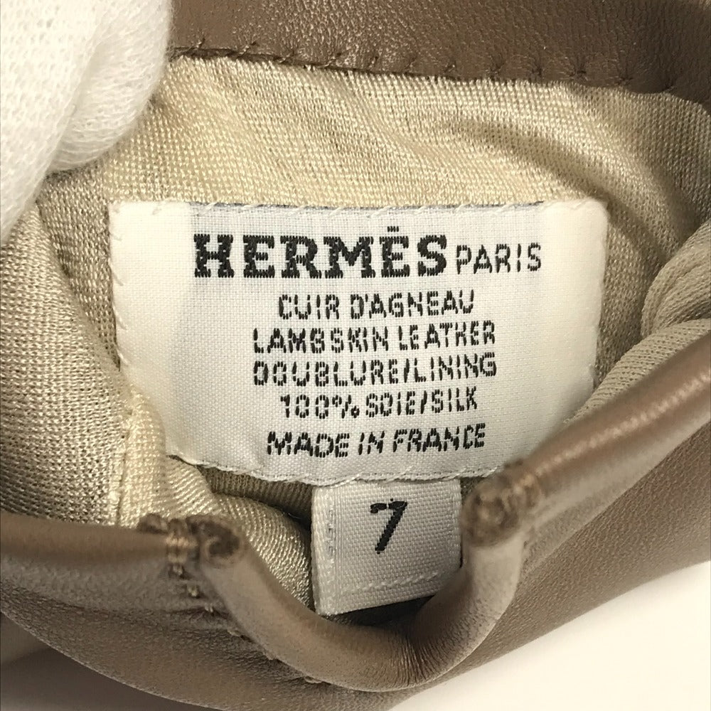 Hermes H202053G H Logo Sarung tangan "Bastille" Aksesori Sarung tangan Kulit Wanita Etoupe Grey