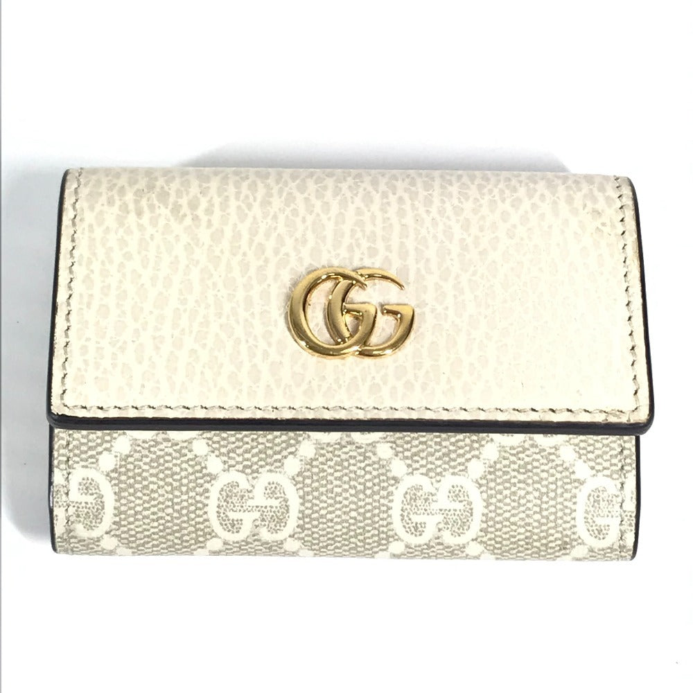 GUCCI 456118 Logo GG 6 Key Case Key 6P Key Case PVC/Leather Unisex Beige