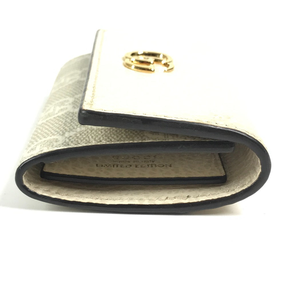 GUCCI 456118 Logo GG 6 Key Case Key 6P Key Case PVC/Leather Unisex Beige