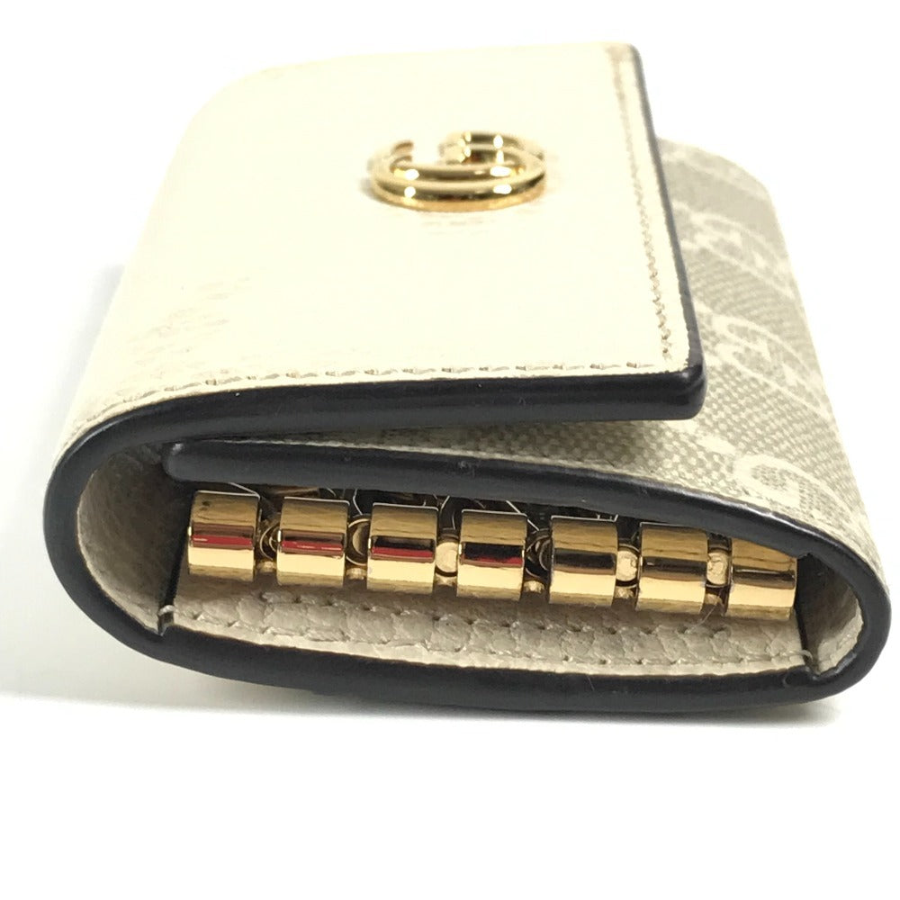 GUCCI 456118 Logo GG 6 Key Case Key 6P Key Case PVC/Leather Unisex Beige