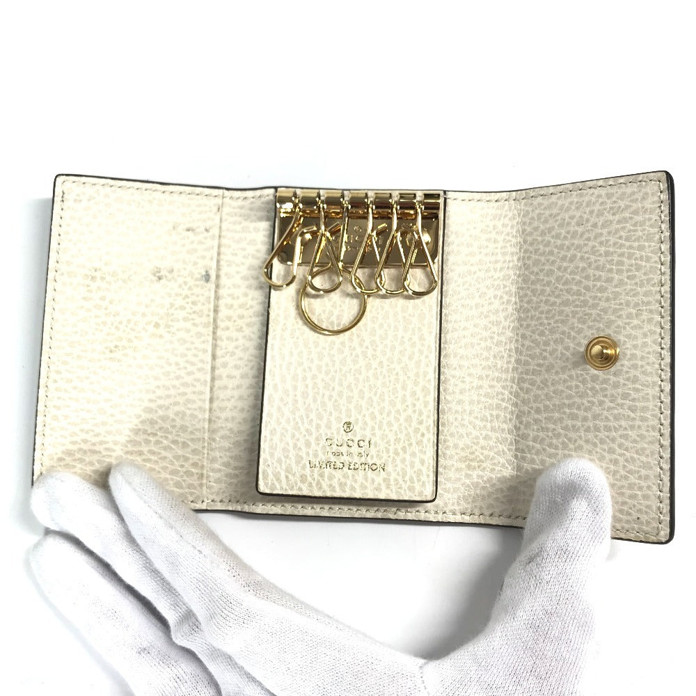 GUCCI 456118 Logo GG 6 Key Case Key 6P Key Case PVC/Leather Unisex Beige