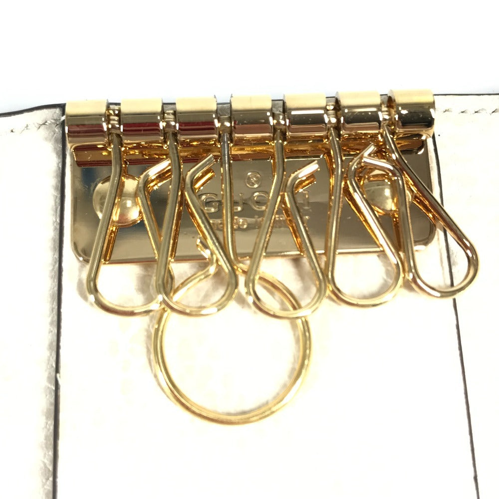 GUCCI 456118 Logo GG 6 Key Case Key 6P Key Case PVC/Leather Unisex Beige