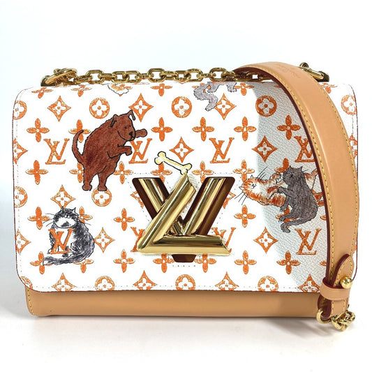LOUIS VUITTON M44460 モノグラム キャットグラム 猫 サック ツイストMM カバン チェーンバッグ 斜め掛け Wチェーン ショルダーバッグ モノグラムキャンバス レディース ブロン ホワイト