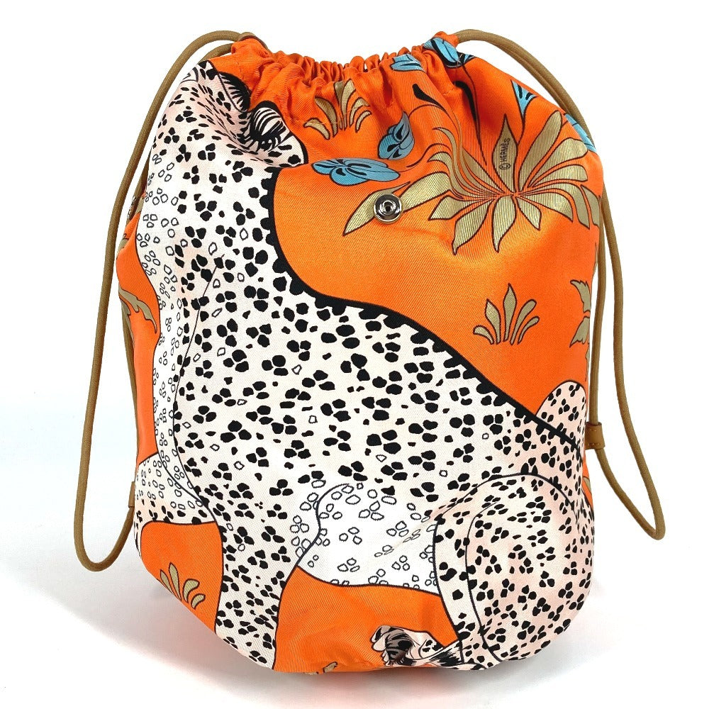 HERMES Bolsa múltiple Poción de musardina Cordón Leopardo Bolsa de leopardo Seda Damas Naranja