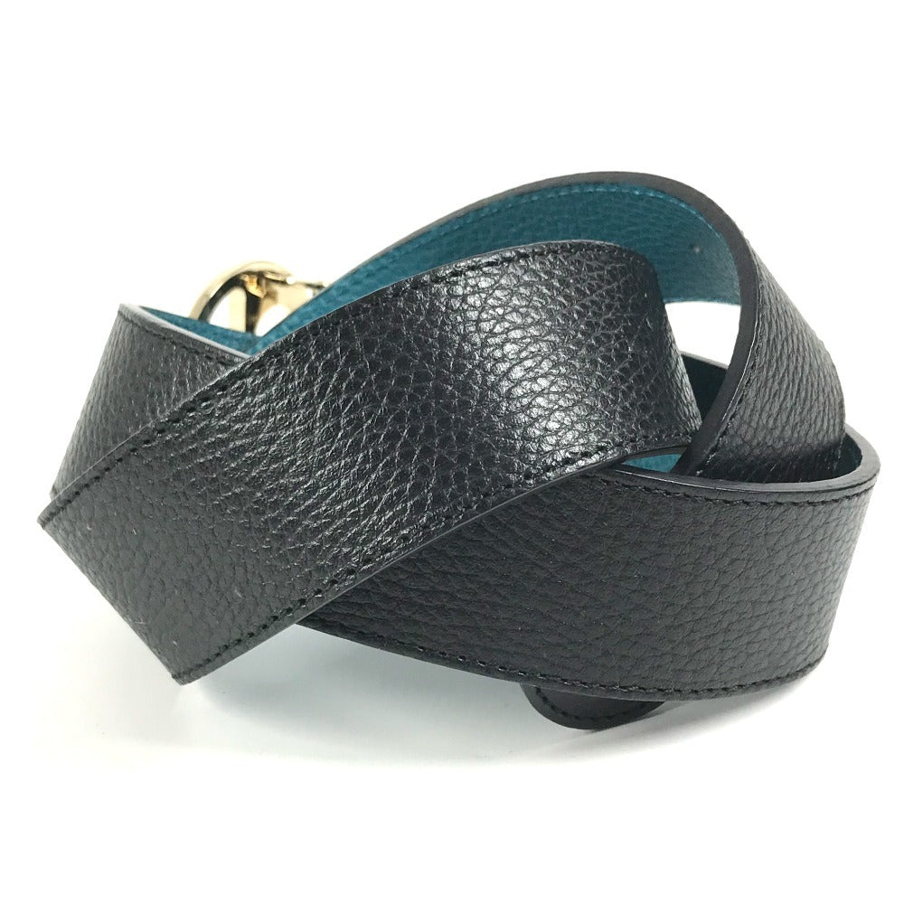 GUCCI 450000 Double G GG Logo Bottoms Belt Buckle Belt Leather Men's Black