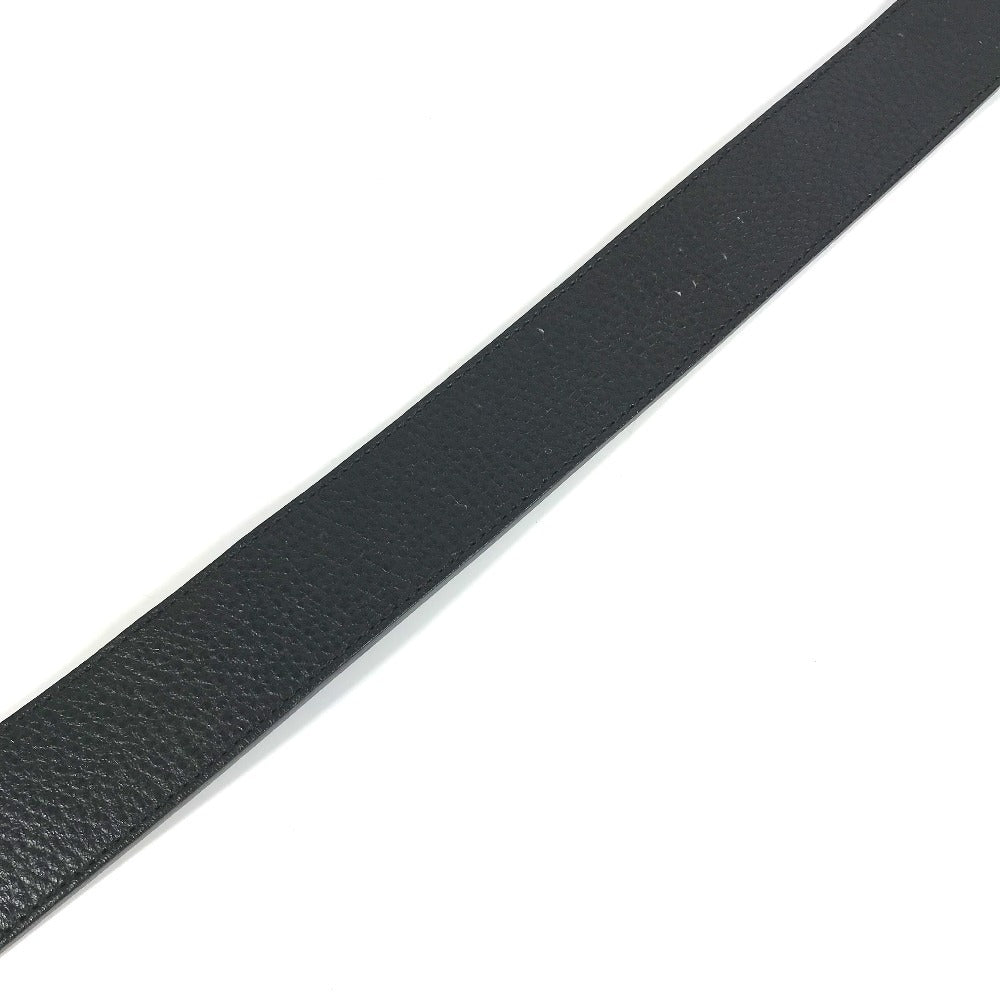 GUCCI 450000 Double G GG Logo Bottoms Belt Buckle Belt Leather Men's Black