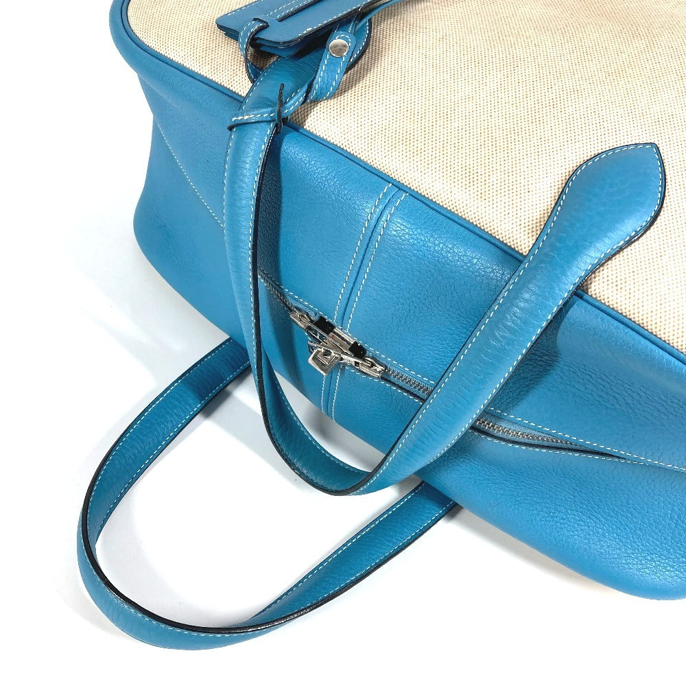 Hermes Victoria 43 Victoria 43 beg bahu beg bahu beg perjalanan beg boston beg toile abu uniseks biru jean biru