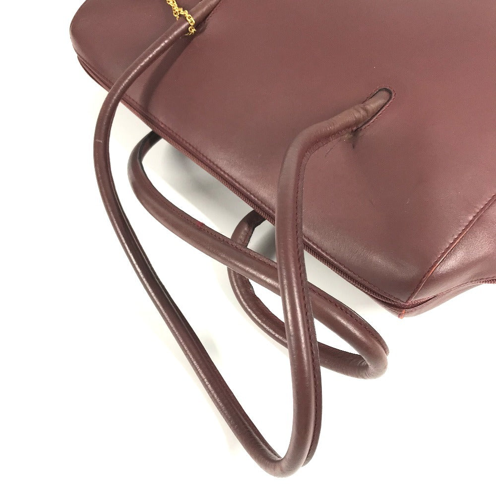 Cartier Marcello Logo Bag Tote Bag Perniagaan Beg Big Bag Boston Beg Banter Beg Kulit Unisex Wain Merah