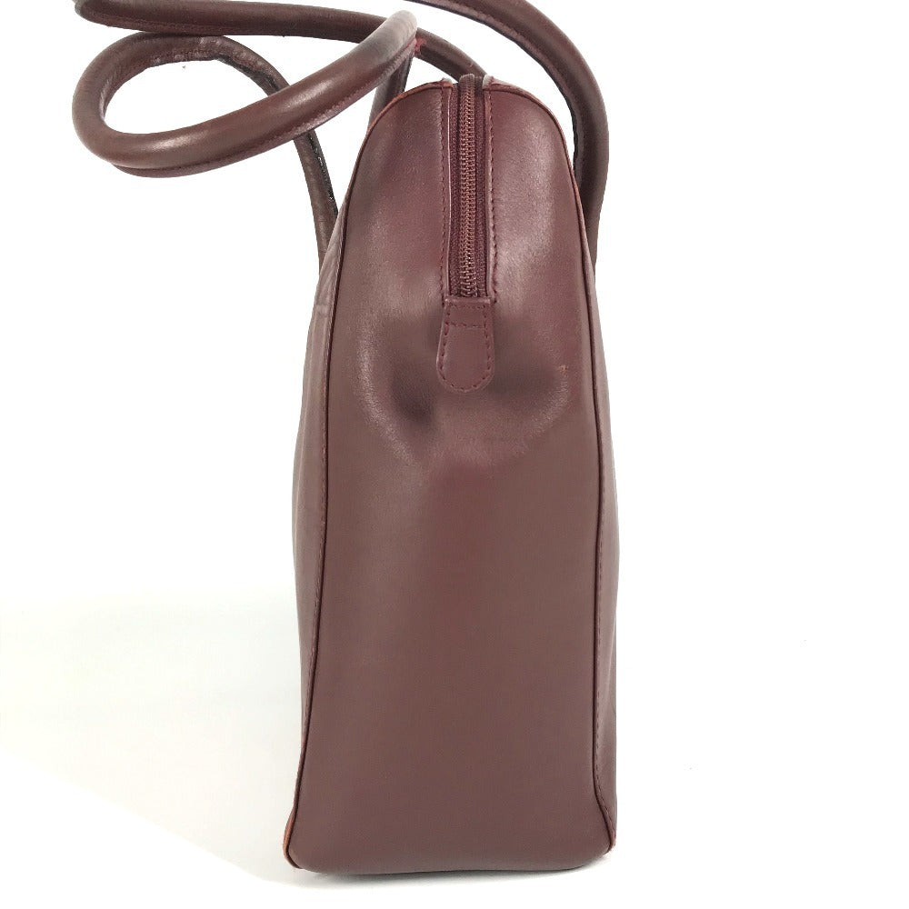 Cartier Marcello Logo Bag Tote Bag Perniagaan Beg Big Bag Boston Beg Banter Beg Kulit Unisex Wain Merah