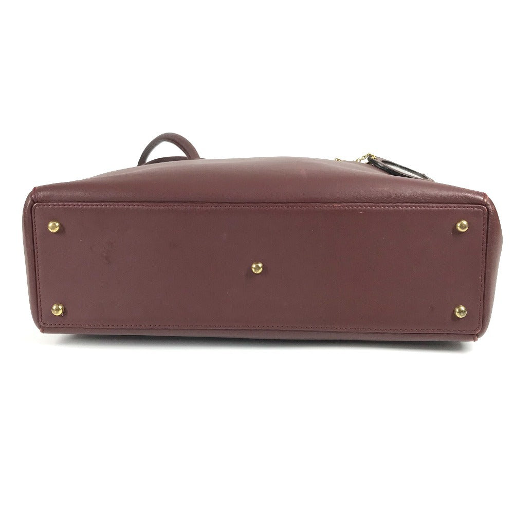 Cartier Marcello Logo Bag Tote Bag Perniagaan Beg Big Bag Boston Beg Banter Beg Kulit Unisex Wain Merah