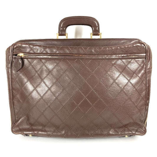 CHANEL Vintage Matelasse Quilted Handbag Bag Tote Bag Business Bag Leather Women's Brown