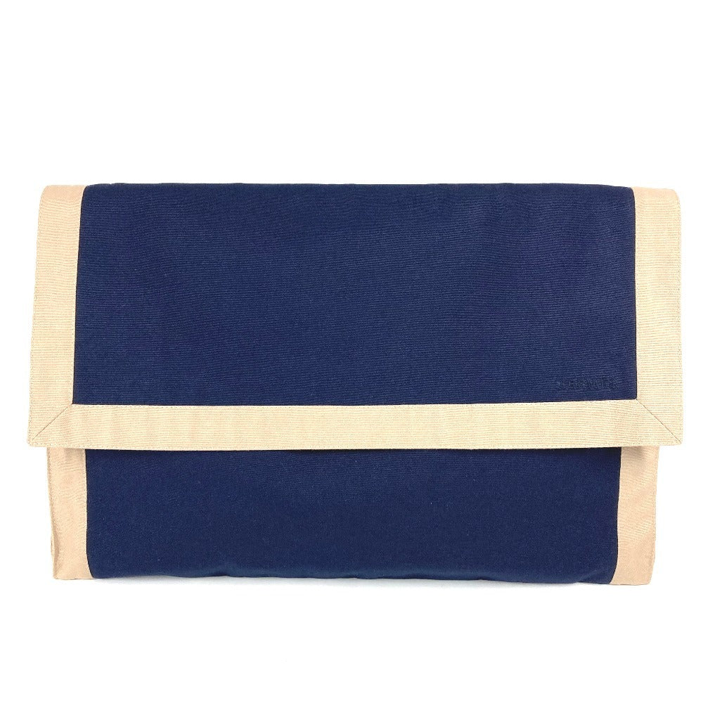 HERMES Tapidocell Big Extra Large Pouch Flap Clutch Bag Cotton Unisex Navy