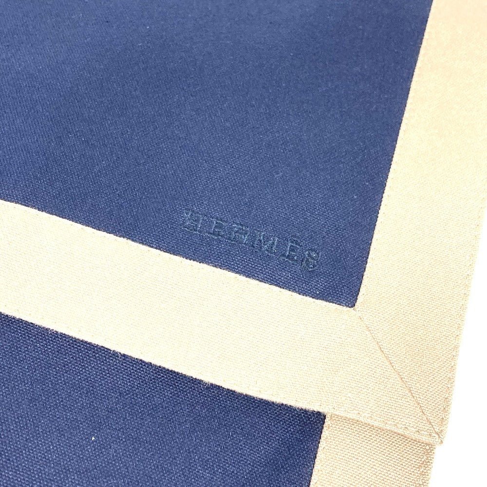 HERMES Tapidocell Big Extra Large Pouch Flap Clutch Bag Cotton Unisex Navy