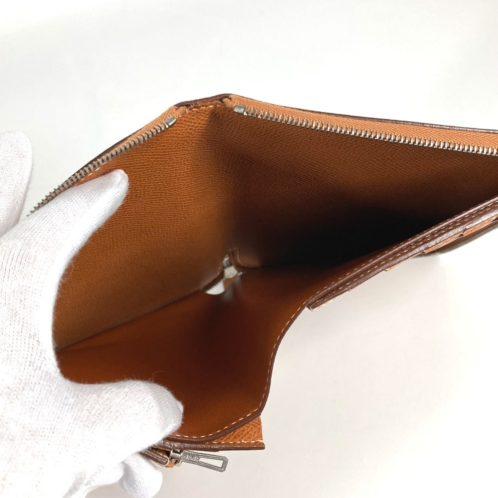 HERMES Round Zipper Travel Case Azap Combine Long Wallet Long Wallet Leather Unisex Gold