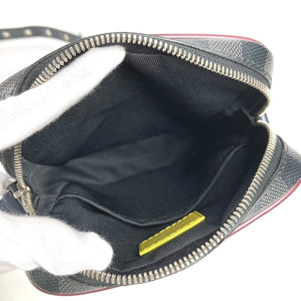 Louis Vuitton M55100 Epi Damier Graphite Danube Slim Bag Crossbody Pochette Bahu Beg Damier Graphite Canvas Navy