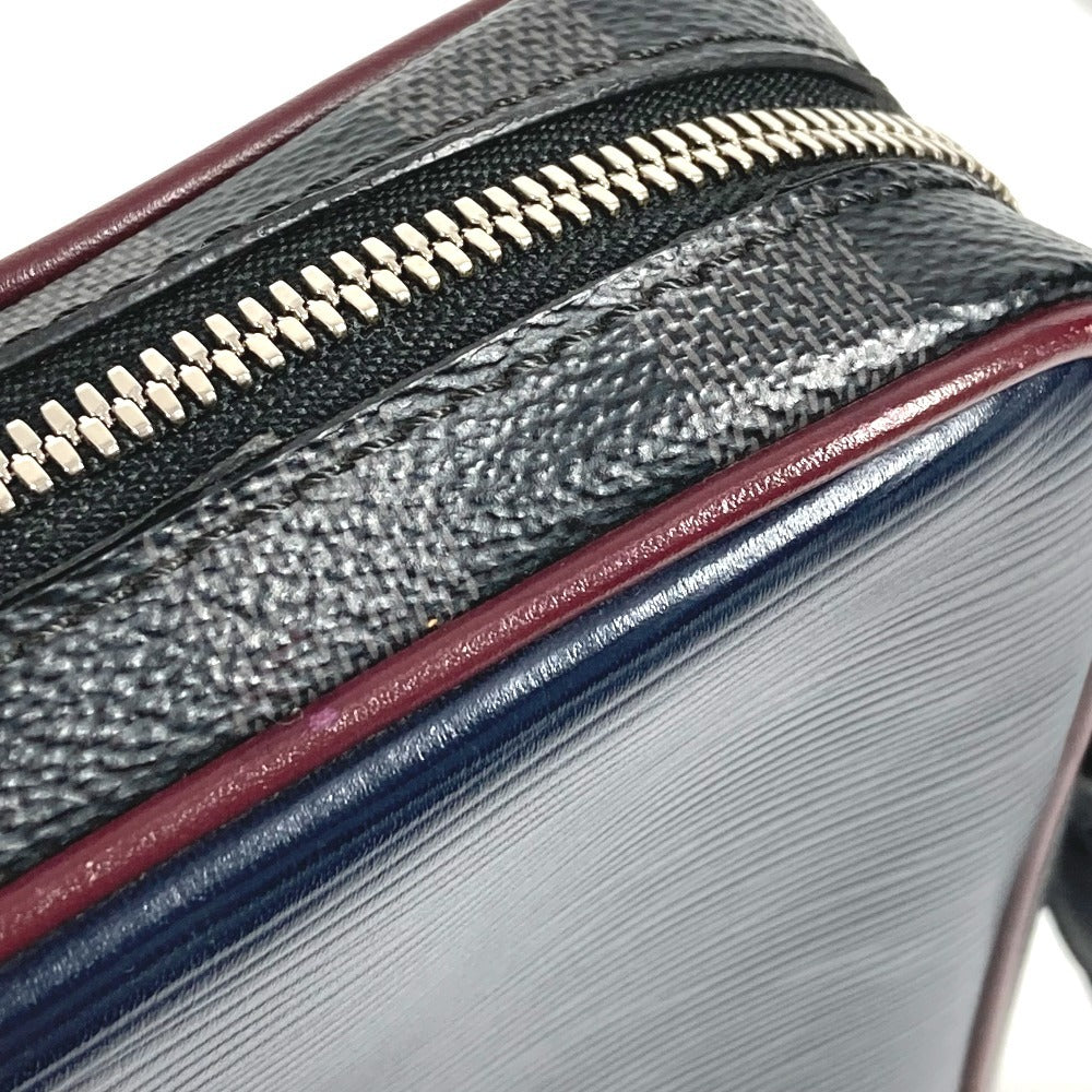 Louis Vuitton M55100 Epi Damier Graphite Danube Slim Bag Crossbody Pochette Bahu Beg Damier Graphite Canvas Navy