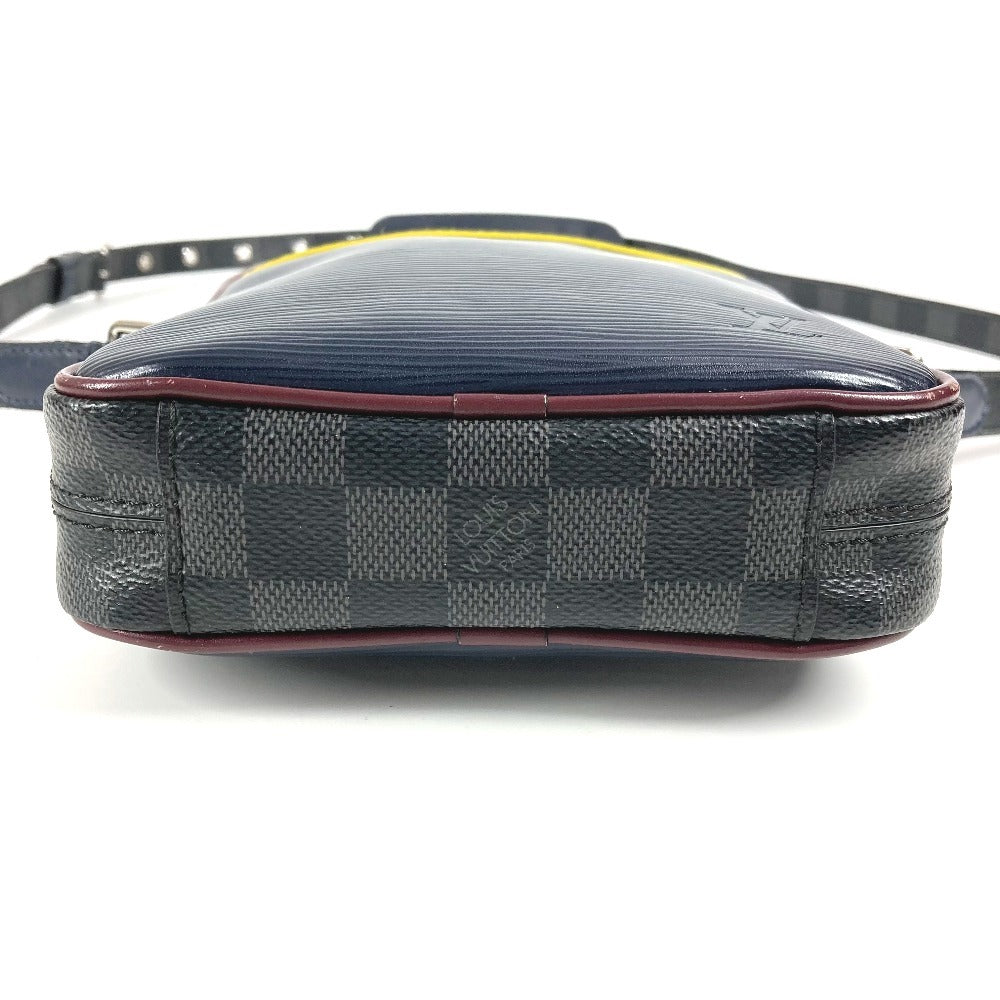 Louis Vuitton M55100 Epi Damier Graphite Danube Slim Bag Crossbody Pochette Bahu Beg Damier Graphite Canvas Navy